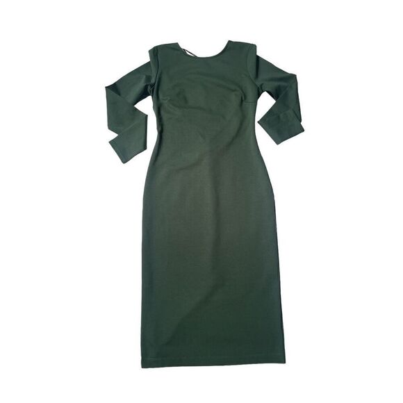 NWT Lulus Olive Green Open Back Long Sleeve Round Neck Dress Size L Party Knee L - Picture 6 of 16